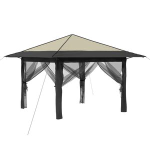 vidaXL Gazebo med 4 sidevegger 3,3 x 3,3 m Krem og Antrasitt