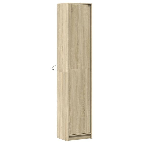vidaXL Garderobe med LED sonoma eik 41,5x32,5x200 cm konstruert tre
