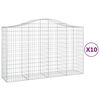 vidaXL Gabionkurver buede 10 stk 200x50x120/140 cm galvanisert jern