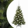 vidaXL Kunstig juletre med julekuler 150 cm 150 LED-lys Varmhvit