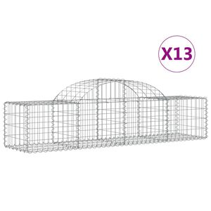 vidaXL Gabionkurver buede 13 stk 200x50x40/60 cm galvanisert jern