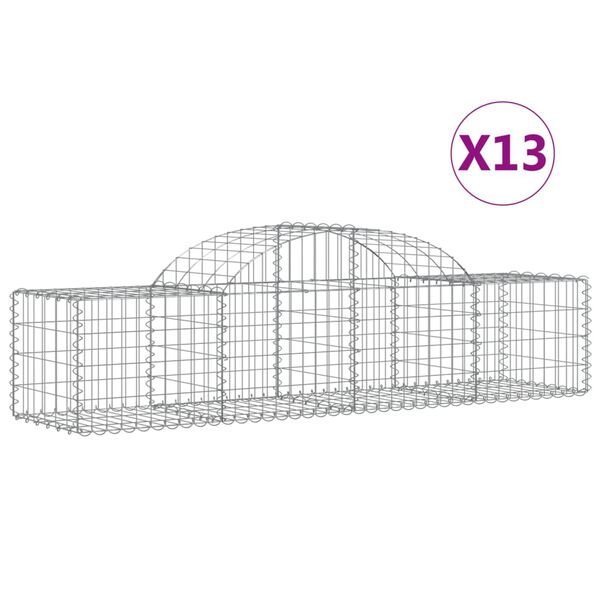 vidaXL Gabionkurver buede 13 stk 200x50x40/60 cm galvanisert jern