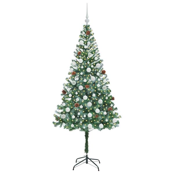 vidaXL Kunstig juletre med 300 LED med stativ gr&oslash;nn 180 cm PVC og st&aring;l