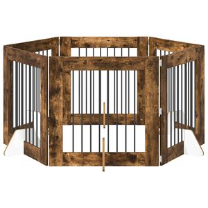 vidaXL Hundegate med stender 6 pcs R&oslash;kt Eik 80 x 80 cm Konstruert tre