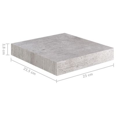 vidaXL Flytende vegghylle betonggrå 23x23,5x3,8 cm MDF