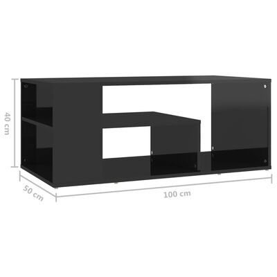 vidaXL Salongbord høyglans svart 100x50x40 cm sponplate