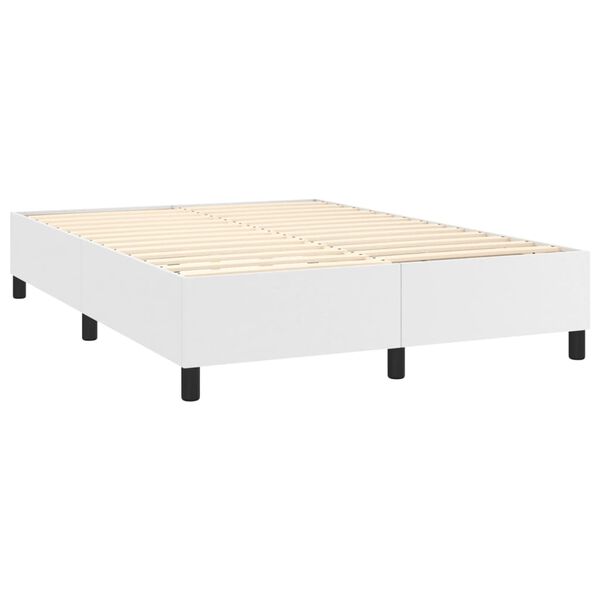 vidaXL Boxspring-sengeramme hvit 135x190 cm Double kunstskinn