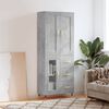 vidaXL Highboard betonggr&aring; 69,5x34x180 cm konstruert tre