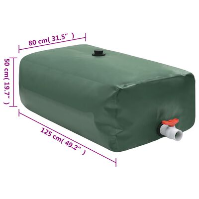 vidaXL Vanntank med kran sammenleggbar 500 L PVC