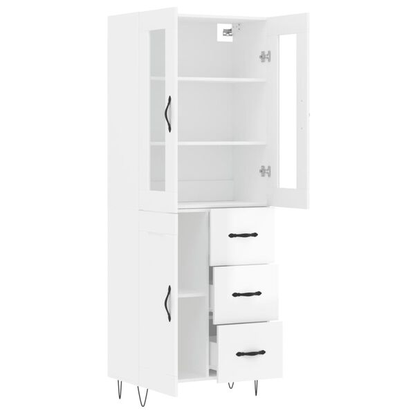 vidaXL Highboard h&oslash;yglans hvit 69,5x34x180 cm konstruert tre