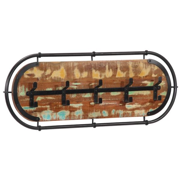 vidaXL Veggmontert knaggrekke med 5 kroker heltre akasie