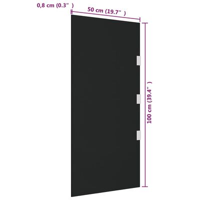 vidaXL Sidepanel for dørkalesje svart 50x100 cm herdet glass