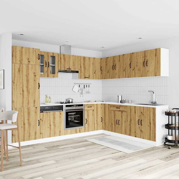 vidaXL Kj&oslash;kkenskapssett 14 deler Kalmar artisan eik konstruert tre