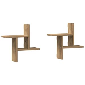 vidaXL Vegghyller 2 stk artisan eik 38x12x38 cm konstruert tre