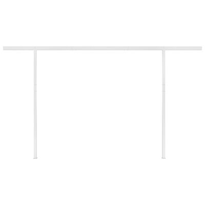 vidaXL Manuell uttrekkbar markise med stolper 4,5x3,5 m kremhvit