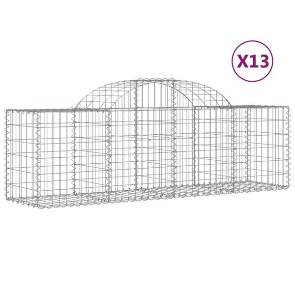 vidaXL Gabionkurver buede 13 stk 200x50x60/80 cm galvanisert jern