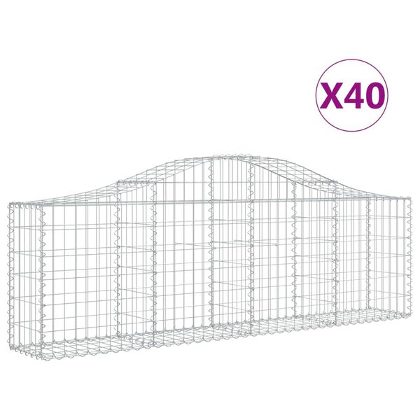 vidaXL Gabionkurver buede 40 stk 200x30x60/80 cm galvanisert jern