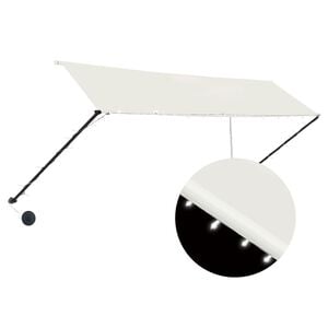 vidaXL Uttrekkbar markise med LED 350x150 cm kremhvit