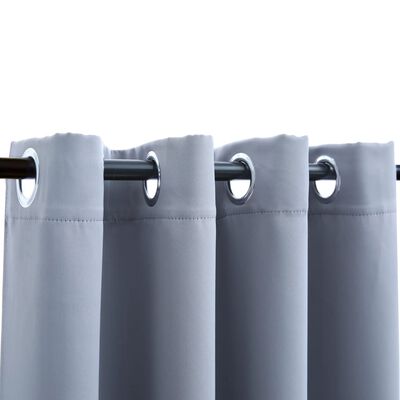 vidaXL Lystette gardiner med metallringer 2 stk grå 140x225 cm