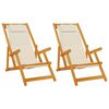 vidaXL Strandstol med pute 2 pcs Brun Solid akasietre