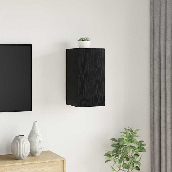 vidaXL Vegghylle for TV Svart Eik 30,5 x 30 x 60 cm Konstruert tre