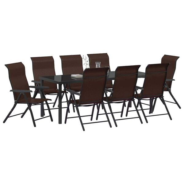 vidaXL Hage Spisegruppe 9 pcs Brun Poly rattan