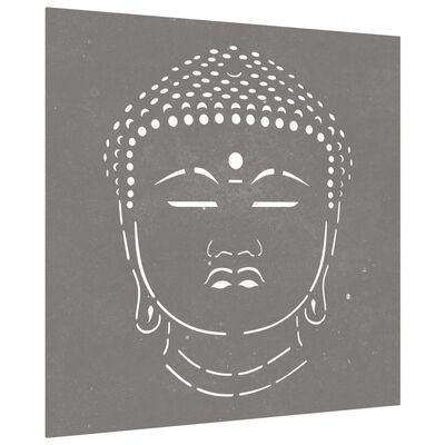 vidaXL Veggdekorasjon til hage 55x55 cm cortenstål Buddha-design