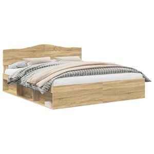 vidaXL Sengestamme med hodegjerde Sonoma 200 x 200 cm Massiv furu