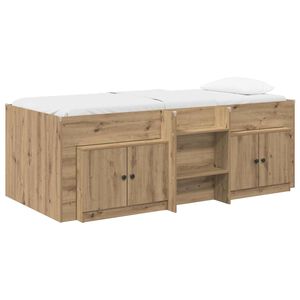 vidaXL Loft Seng Ramme med Skap 3 stk. Artisan eik Konstruert tre