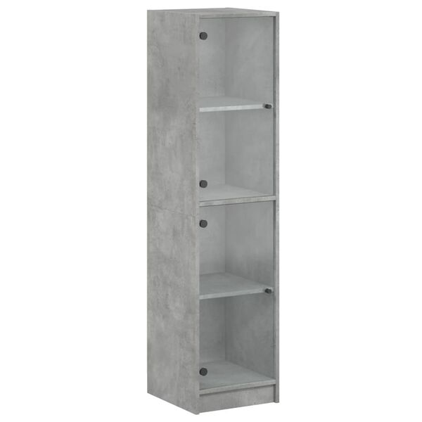 vidaXL Highboard med glassdører betonggrå 35x37x142 cm