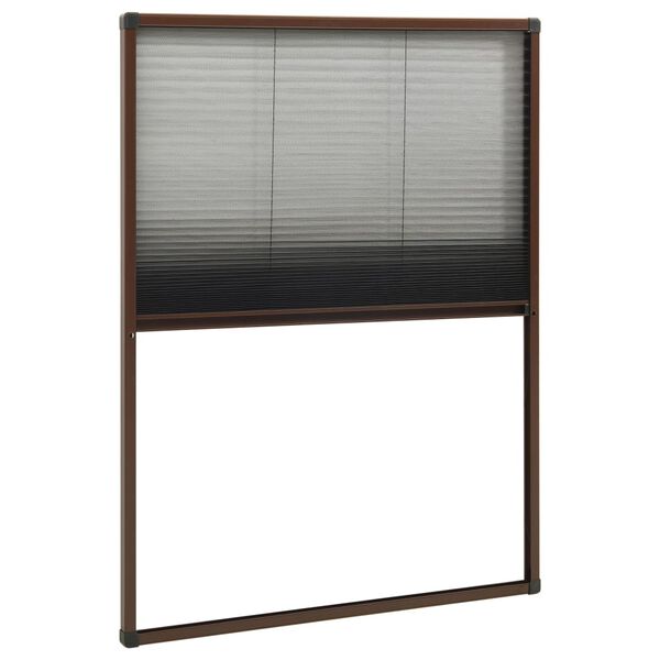 vidaXL Plissert insektskjerm for vindu aluminium brun 80x120 cm