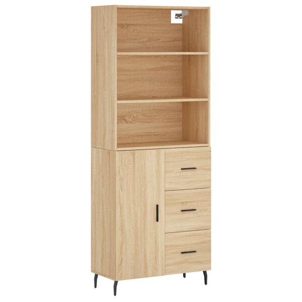 vidaXL Highboard sonoma eik 69,5x34x180 cm konstruert tre