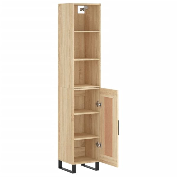 vidaXL Highboard sonoma eik 34,5x34x180 cm konstruert tre