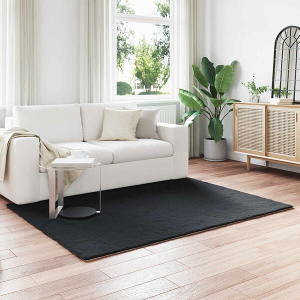 vidaXL Kunstpels Kanin Teppe Olite Svart 140 x 200 cm Polyester