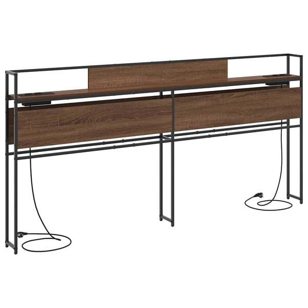 vidaXL Lagringshodegavl med hylle brun eik 200 cm Konstruert tre