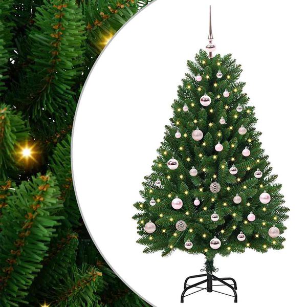 vidaXL Kunstig juletre med 150 LED gr&oslash;nn 120 cm PVC og metall