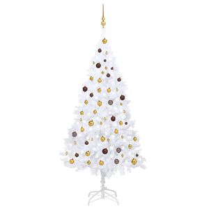 vidaXL Forh&aring;ndsbelyst kunstig juletre med kulesett hvit 210 cm PVC