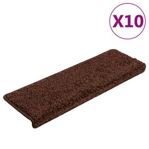 vidaXL Trappematter 10 stk 65x21x4 cm brun rektangul&aelig;r kant