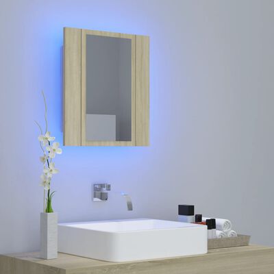 vidaXL LED-speilskap til baderom sonoma eik 40x12x45 cm akryl
