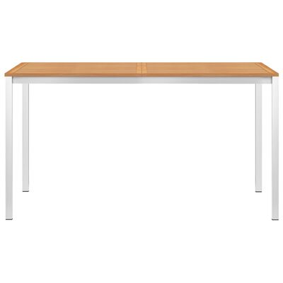 vidaXL Spisebord til hage 140x80x75 cm heltre teak og rustfritt stål