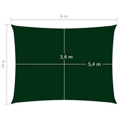 vidaXL Solseil oxfordstoff rektangulær 4x6 m mørkegrønn