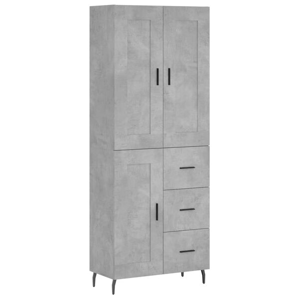 vidaXL Highboard betonggrå 69,5x34x180 cm konstruert tre
