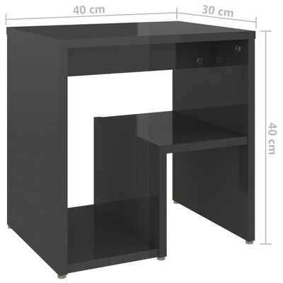 vidaXL Nattbord 2 stk høyglans grå 40x30x40 cm sponplate