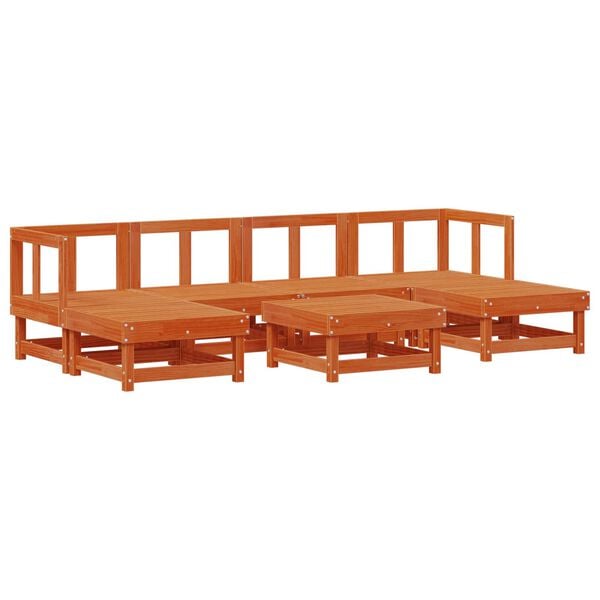 vidaXL Hage lounge sett 7 pcs VoksBrun Massiv furu