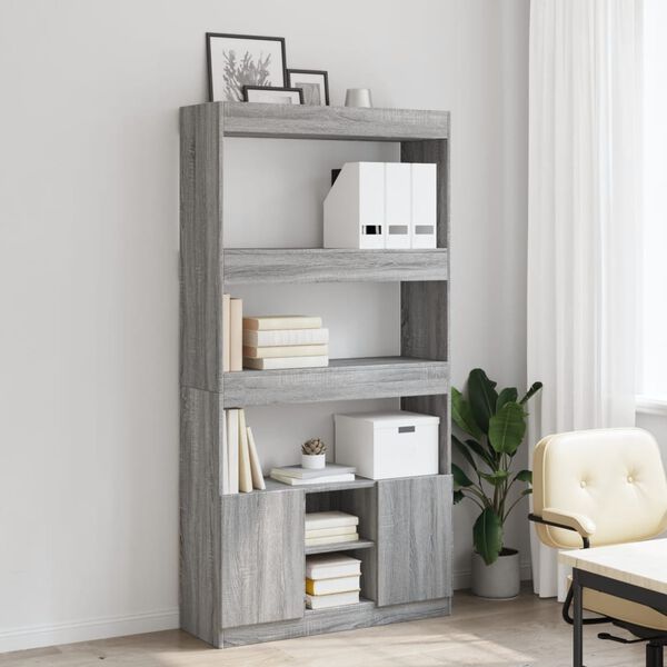 vidaXL Highboard grå sonoma 92x33x180 cm konstruert tre