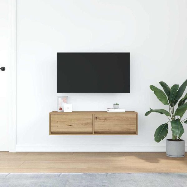 vidaXL TV-skap med skuff artisan eik 100 x 31 x 25,5 cm Konstruert tre