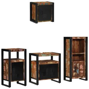 vidaXL Baderomsinnredningssett med skuff 4 pcs Massiv Reclaim Tre