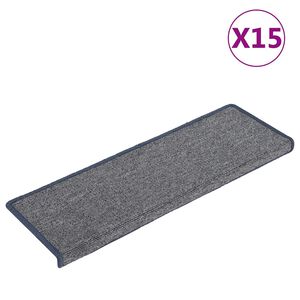 vidaXL Trappematter 15 stk 65x21x4 cm lysegr&aring; og bl&aring; rektangul&aelig;r kant