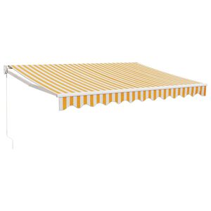 vidaXL Uttrekkbar markise gul og hvit 3x2,5 m stoff og aluminium