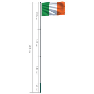 vidaXL Irsk flagg og stang aluminium 6 m